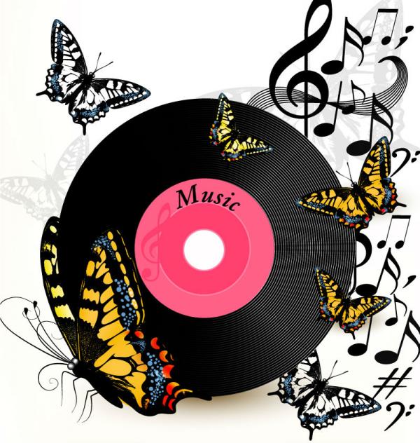 Music Disc Butterfly Background