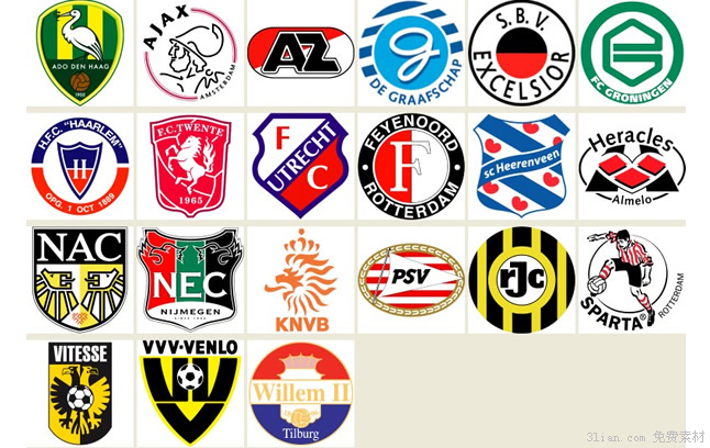 Niederlande Fußball Club Abzeichen Symbole