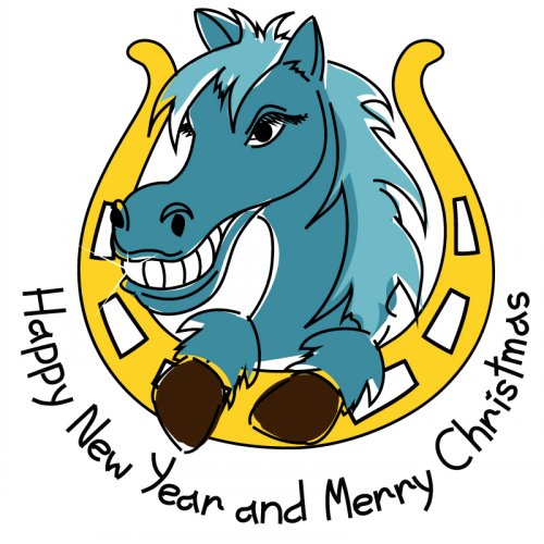 tahun baru dicat kuda ilustrasi