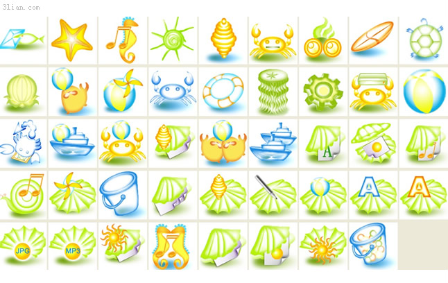icônes d’ordinateur thème océan