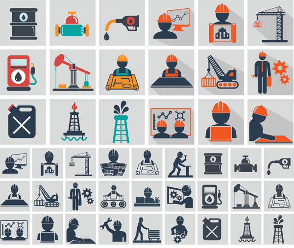 Oil Drilling Energy Topic Icons