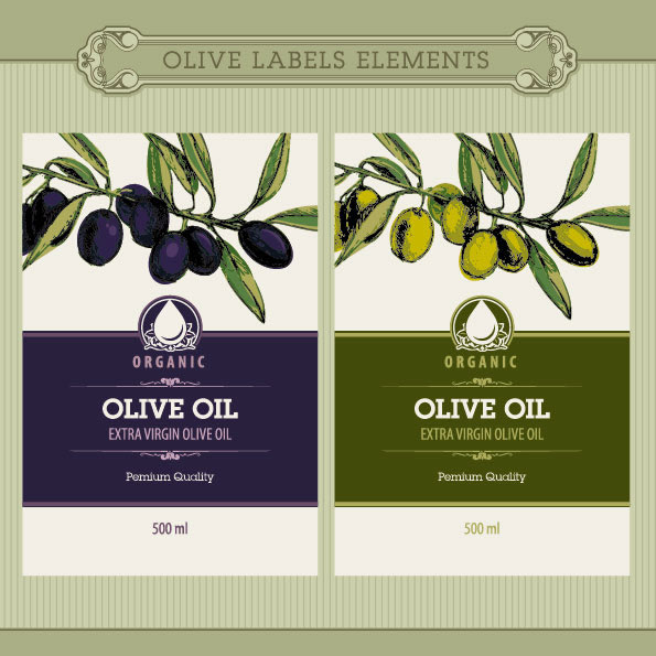 etichette di olio d'oliva