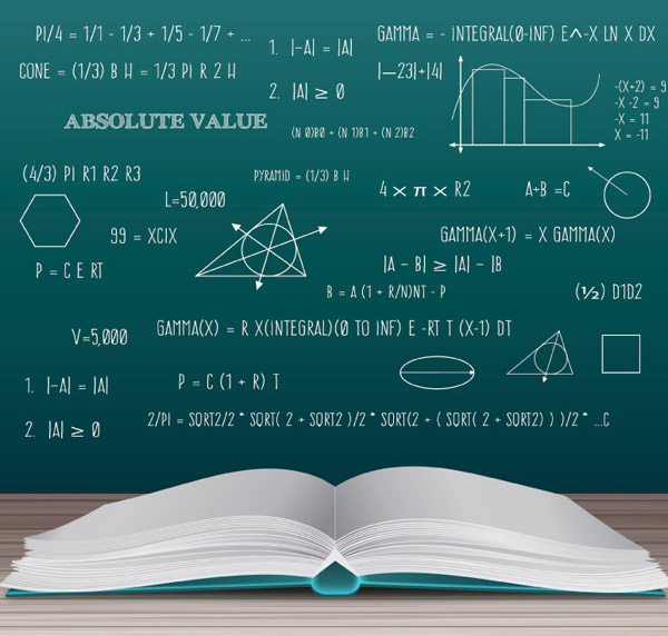 Açık kitap ve matematiksel formüller