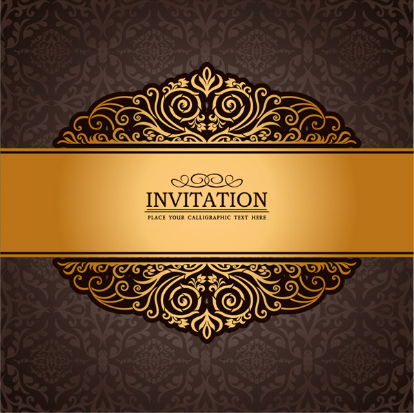 cartes d'invitation dorée ornée