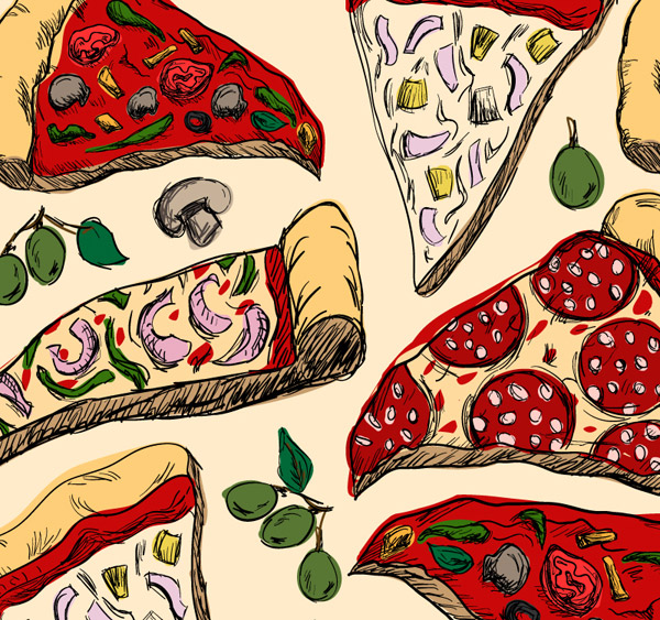 gemalten Hintergrund leckere Pizza
