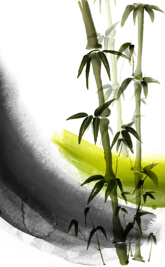 Painting Ink Bamboo Psd Material