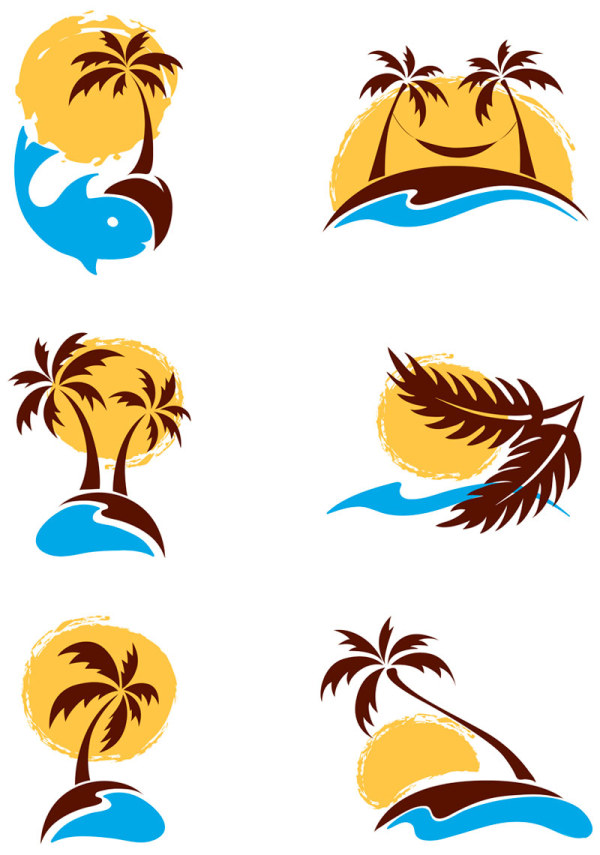 icônes de silhouette d'arbre de paume