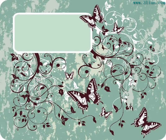 パターン化された蝶と枠線