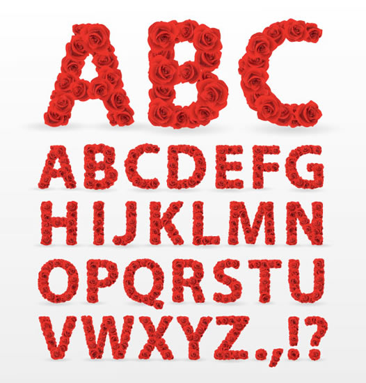 diseño de alfabeto de pétalo
