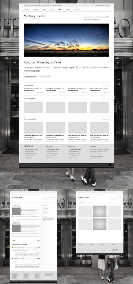 Foto Galeria web site interface design templates psd em camadas de material