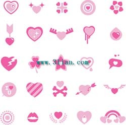icônes de coeurs roses