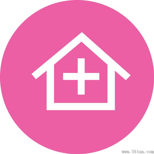 icône de la maison rose