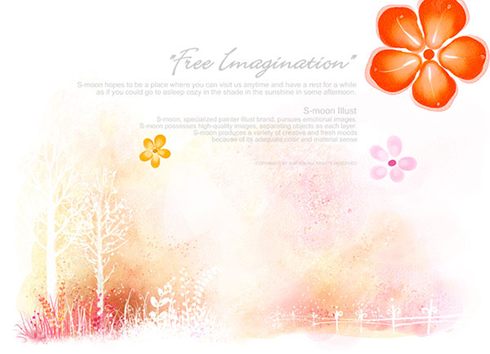 Pink Ink Watercolor Landscape Psd Template