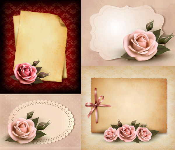ピンクのバラの花カード