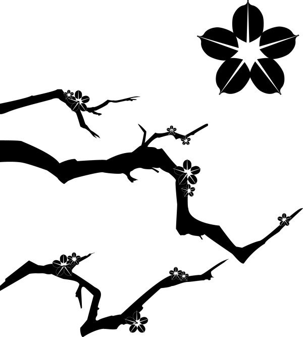 silueta de flor de ciruelo