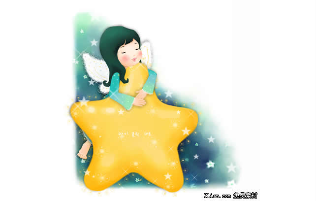 PSD девушка ангел держит звезды материал