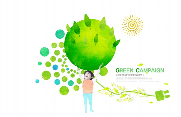 PSD kartun energi hijau bahan