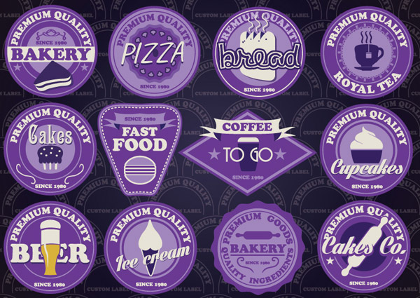 étiquettes de Fast-Food violet
