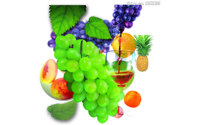 material de psd de uvas moradas uvas verdes