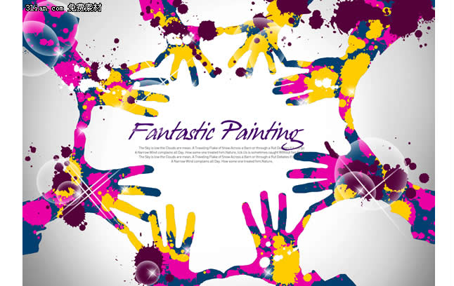 Purple Ink Hand Psd Material