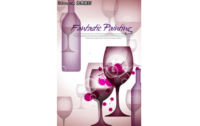 Purple Ink Red Wine Wine Bottle Wine Glass Psd Material