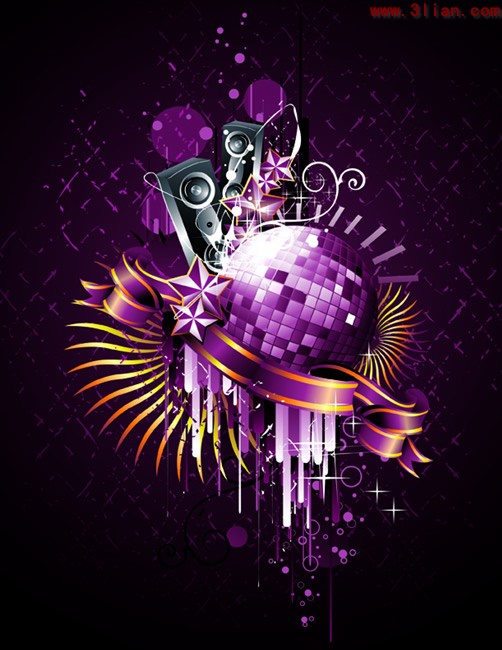 Purple Theme Balls Music Background