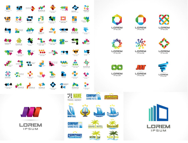 teka-teki potongan abstrak dan kreatif logo