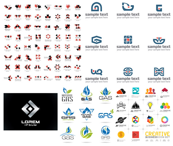 teka-teki potongan-potongan berwarna-warni logo