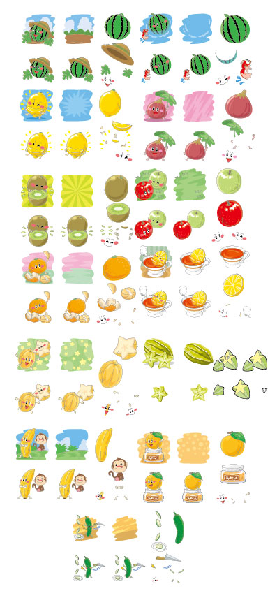 colección de expresiones de frutas q