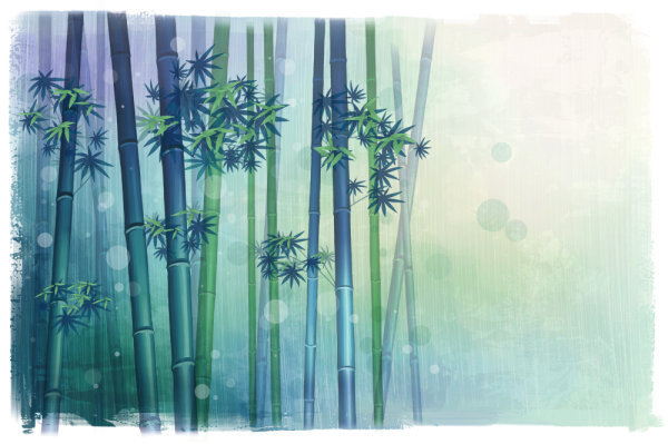 Rain Bamboo Background Psd Layered Material