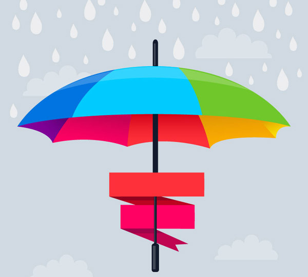 虹色の傘のデザイン