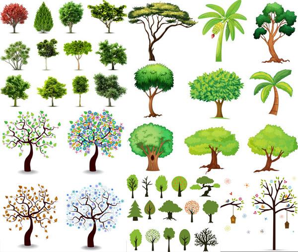 árboles a mano alzada efectos realistas