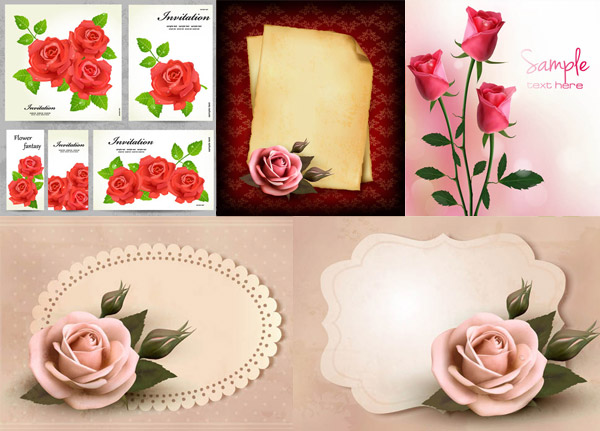 Realistic Roses Retro Backgrounds