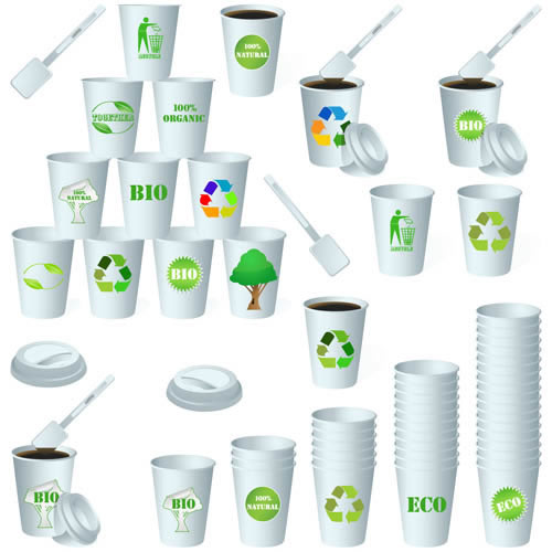 copos de papel reciclado