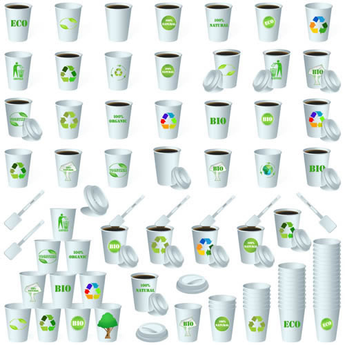 copos de papel reciclado