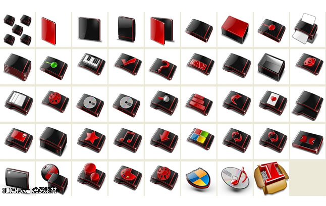 png ikon desktop yang merah dan hitam