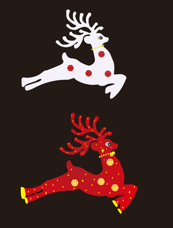 الأبيض والأحمر عيد الميلاد الديكور الغزلان