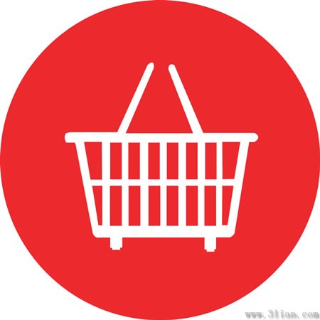 Red Background Supermarket Shopping Basket Icon