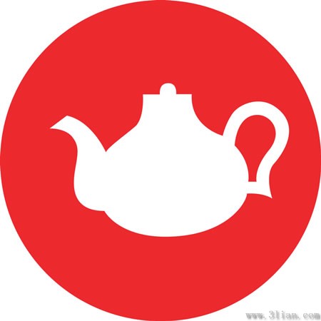 Иконка чайник красный фон