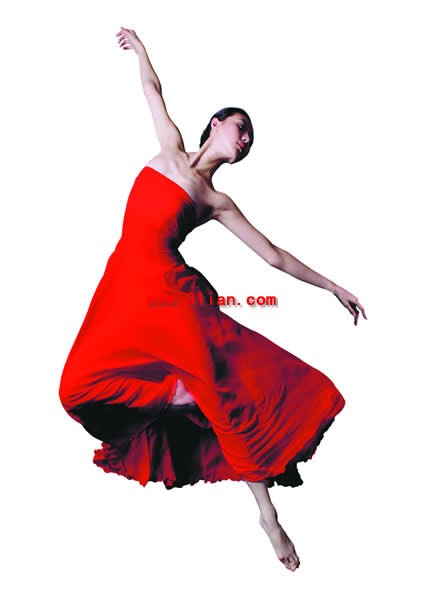 빨간 드레스 여성 댄서
