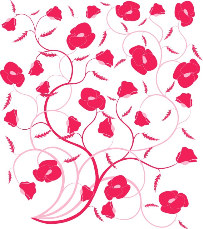 白色背景上的紅色花朵圖案