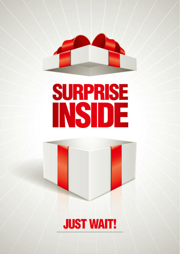 ruban rouge boîte de cadeau surprise