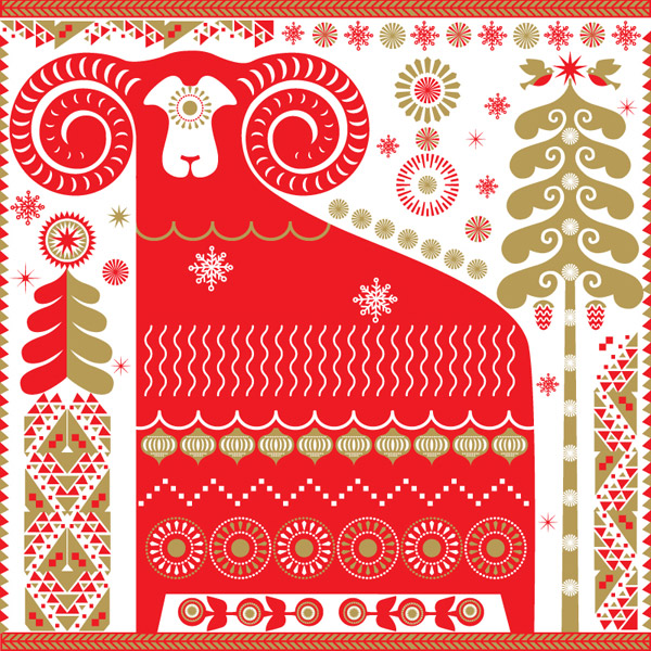 Red Sheep Pattern Background