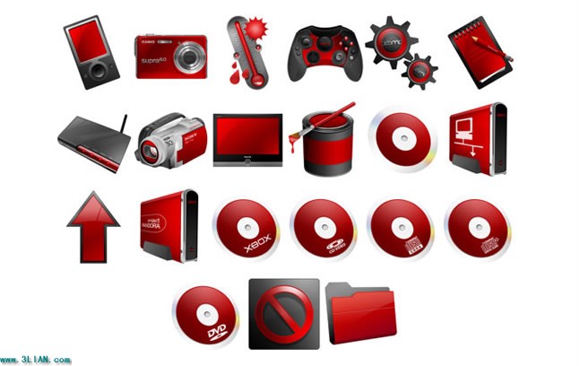 icono de sistema de computadora estilo rojo
