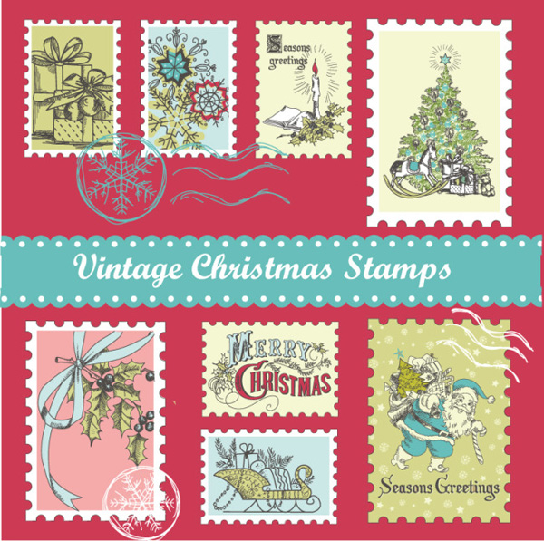 Retro-Weihnachts-Briefmarken