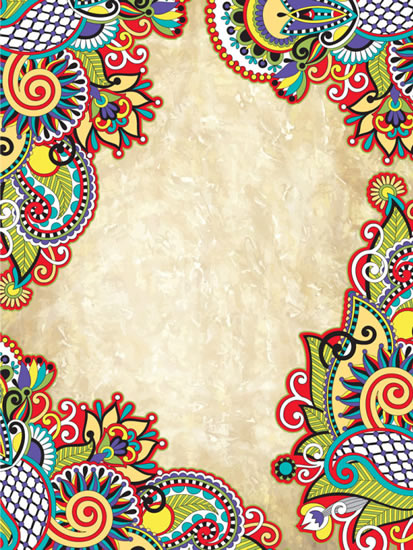 retro garis seni pola renda tepi