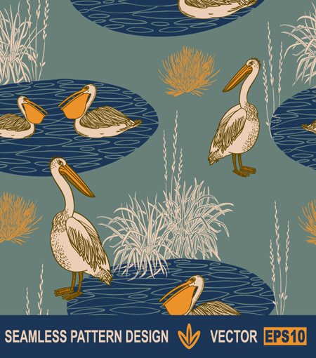 retro pelican pola latar belakang