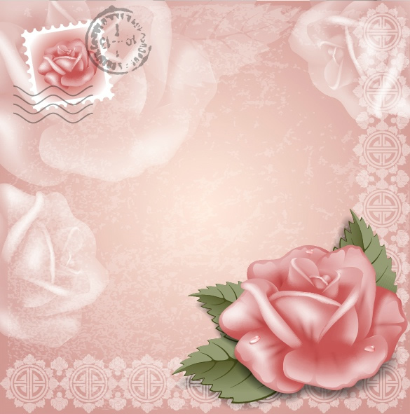 arrière-plans de roses timbre estampillé