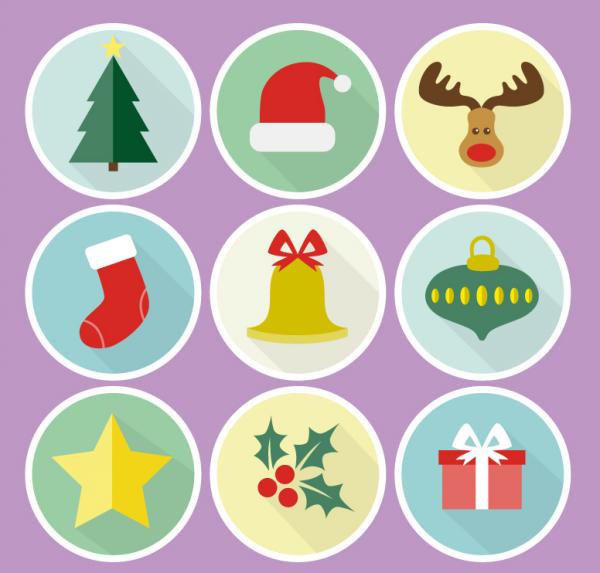 iconos de Navidad redondo
