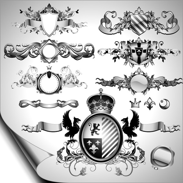 皇家的黑色和白色纹理徽章图案
